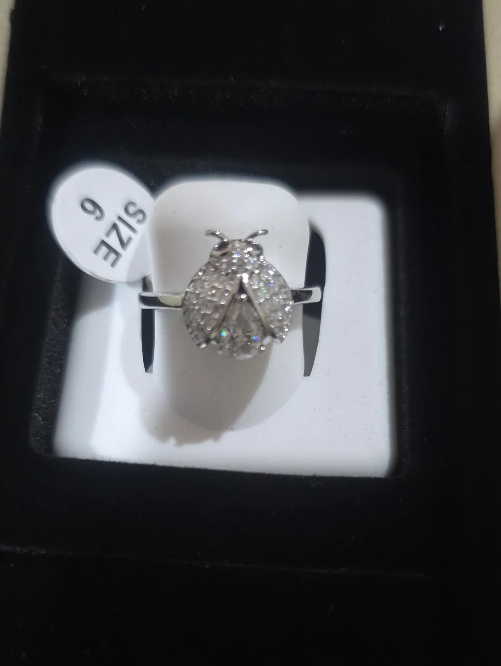 1ctw Mossinite Ladybug 925 Sterling Silver Ring - Size 6